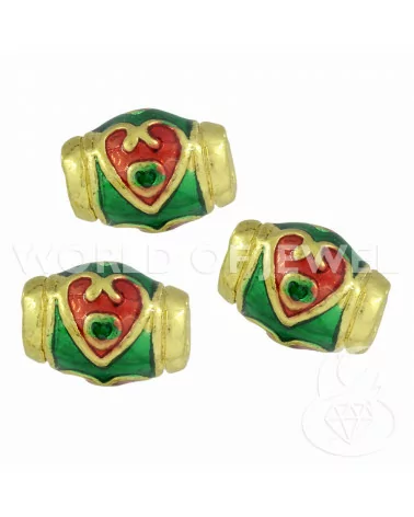 Componente Di Ottone Smaltato Cloisonne' Riso 12x08mm 40pz-CONNETTORI LISCI | Worldofjewel.com