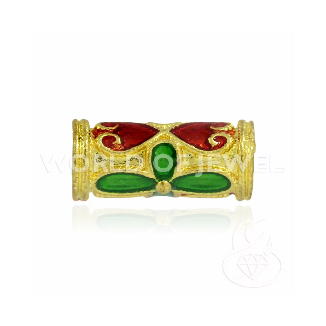 Componente Di Ottone Smaltato Cloisonne' Tubo 13x06mm 40pz Dorato-CONNETTORI LISCI | Worldofjewel.com