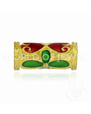 Componente Di Ottone Smaltato Cloisonne' Tubo 13x06mm 40pz Dorato-CONNETTORI LISCI | Worldofjewel.com