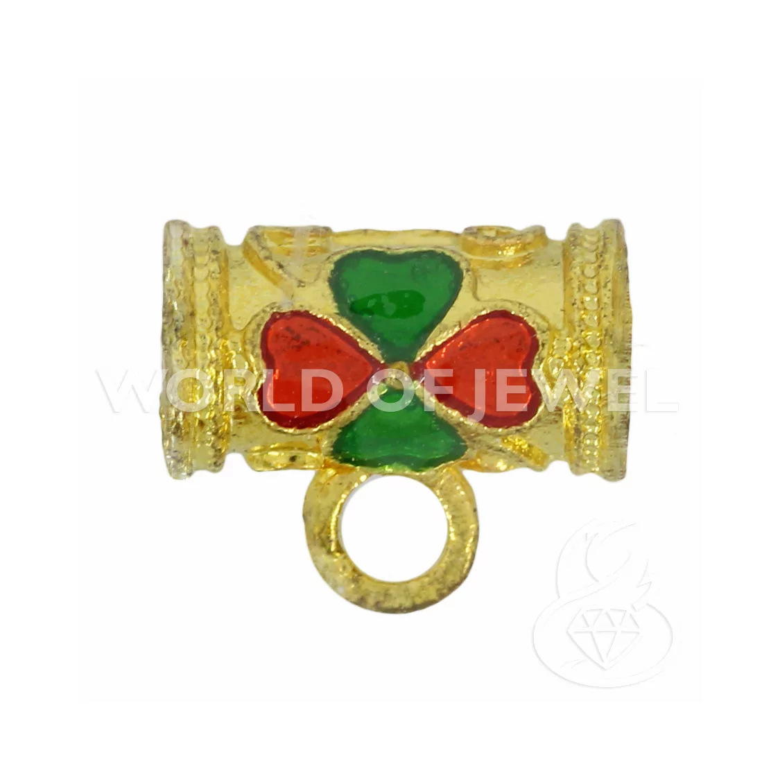 Componente Di Ottone Smaltato Cloisonne' Tubo Con Anellino 07x12mm 40pz Dorato-CONNETTORI LISCI | Worldofjewel.com