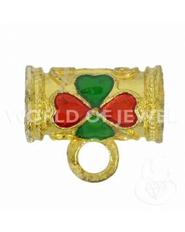 Componente Di Ottone Smaltato Cloisonne' Tubo Con Anellino 07x12mm 40pz Dorato-CONNETTORI LISCI | Worldofjewel.com