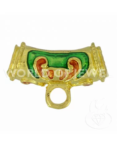 Componente Di Ottone Smaltato Cloisonne' Tubo Con Anellino 08x20mm 30pz Dorato-CONNETTORI LISCI | Worldofjewel.com