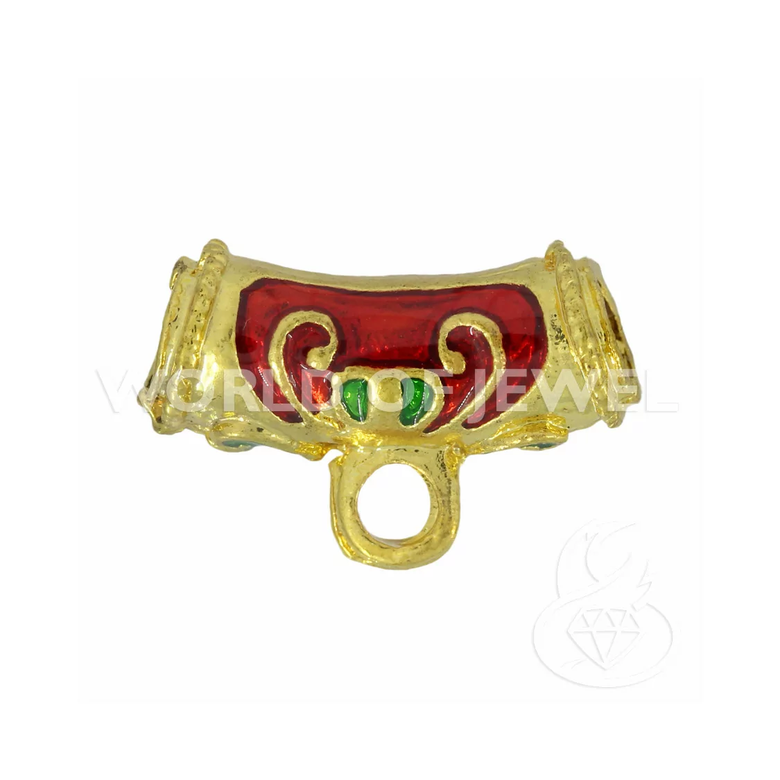 Componente Di Ottone Smaltato Cloisonne' Tubo Con Anellino 09x20mm 30pz Dorato-CONNETTORI LISCI | Worldofjewel.com