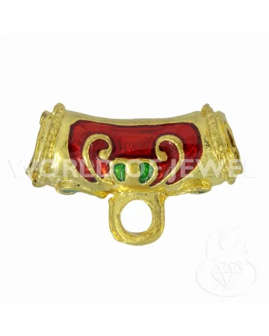 Componente Di Ottone Smaltato Cloisonne' Tubo Con Anellino 09x20mm 30pz Dorato-CONNETTORI LISCI | Worldofjewel.com