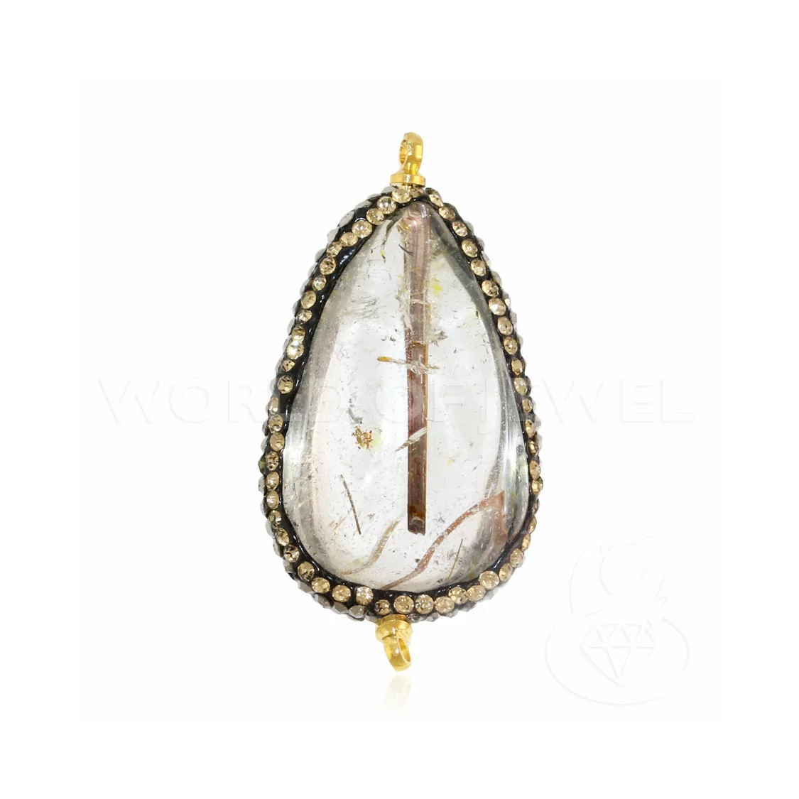 Componente Di Quarzo Fantasma Con Strass Marcasite 20-30x40-60mm-COMPONENTI DI PIETRE DURE | Worldofjewel.com