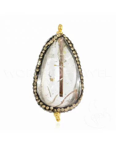 Componente Di Quarzo Fantasma Con Strass Marcasite 20-30x40-60mm-COMPONENTI DI PIETRE DURE | Worldofjewel.com