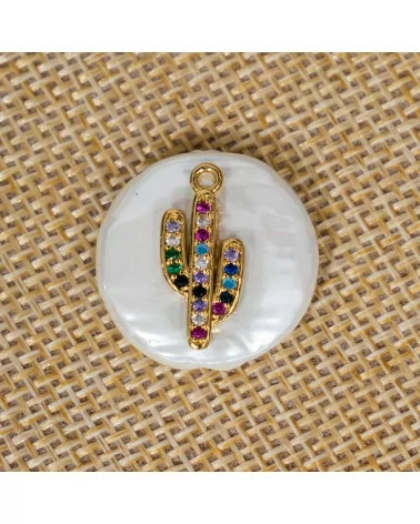 Componente Intramezzo Di Perle Di Maiorca Tondo Con Zirconi Multicolor Pavè Cactus 20mm 6pz-COMPONENTI DI PIETRE DURE | Worldofjewel.com