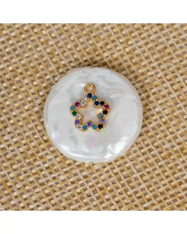 Componente Intramezzo Di Perle Di Maiorca Tondo Con Zirconi Multicolor Pavè Fiore 20mm 6pz-COMPONENTI DI PIETRE DURE | Worldofjewel.com