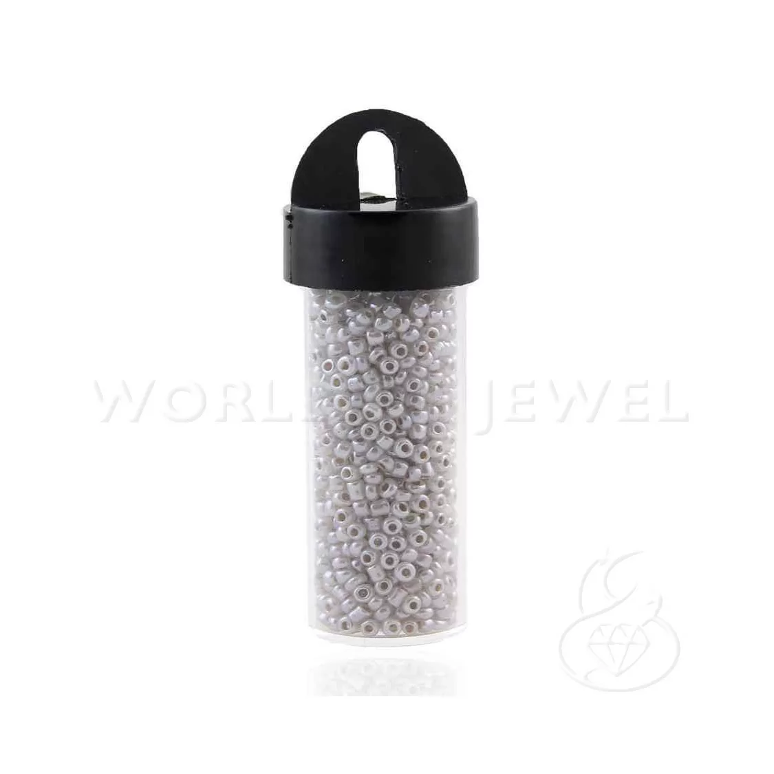 Conteria Di Vetro 2mm Con Contenitore 2,5x5,7cm - 16gr Grigio-CONTERIA | Worldofjewel.com