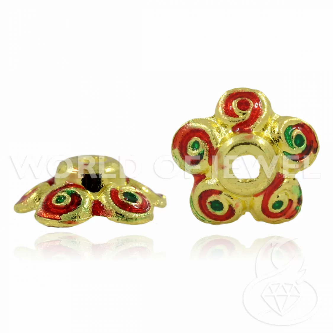 Coppette Di Ottone Smaltato Cloisonne' Fiore 10mm 40pz-COPPETTE SPECIALI | Worldofjewel.com