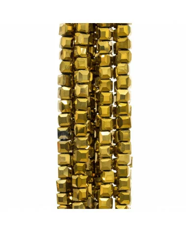 Cristalli Cubo Sfaccettato 4mm Dorato-CRISTALLI A FILO | Worldofjewel.com