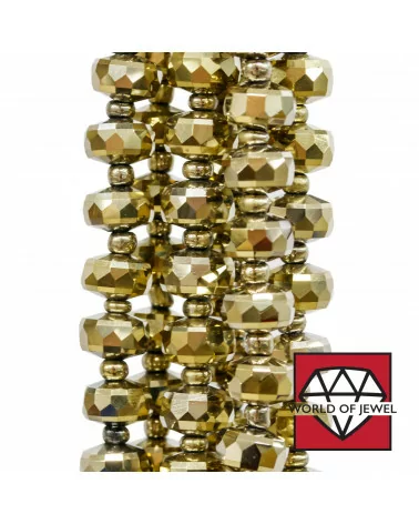 Cristalli Rondelle Sfaccettata 7,5x5mm Oro-CRISTALLI A FILO | Worldofjewel.com