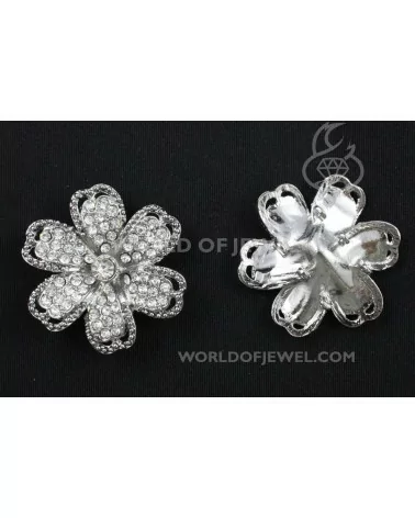 Distanziatore Di Ottone Rodiato Con Strass A 6 Anellini Fiore 42mm 1pz-CONNETTORI LISCI | Worldofjewel.com